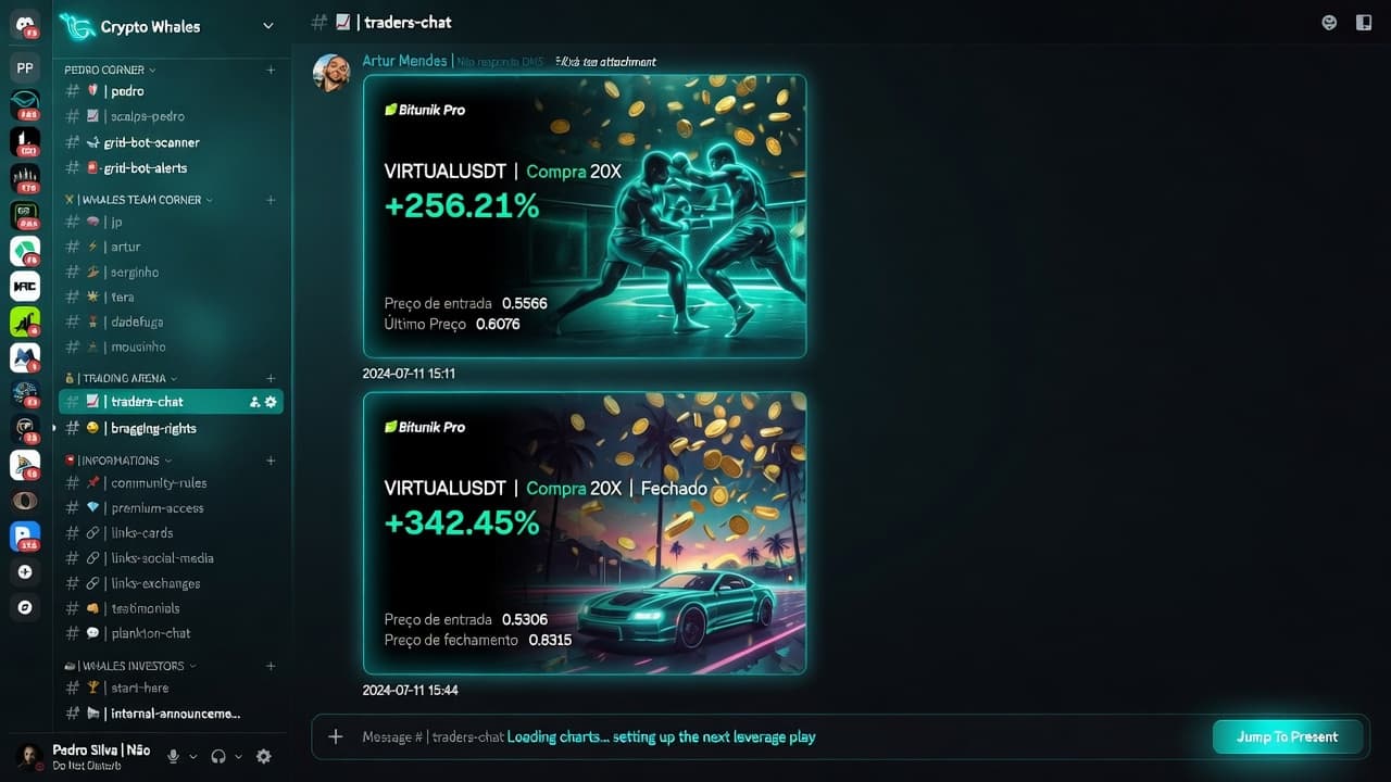 Print real de setups de trading no servidor Crypto Whales