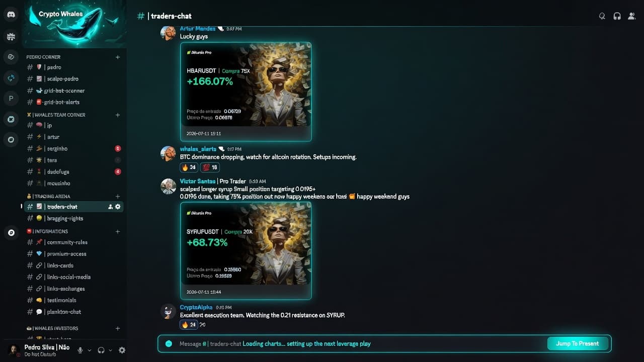 Print real de leituras de mercado no servidor Crypto Whales